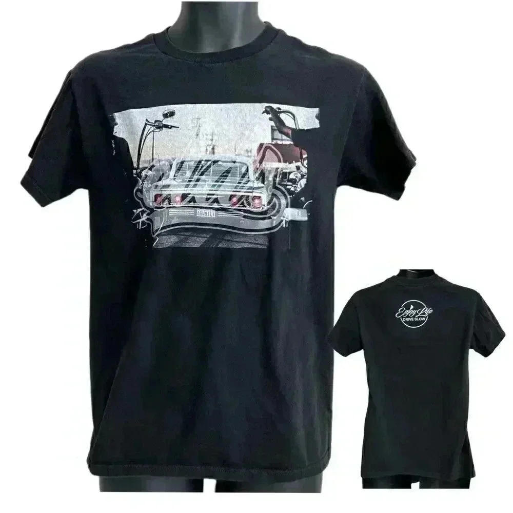 ALSTYLE | Unisex Graphic Tee | 'Enjoy Life Drive Slow' | Black | Size S